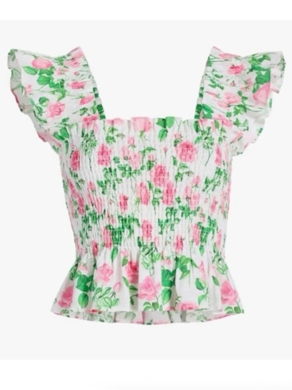 Hill House The Paz Nap 100% Linen Smocked Ruffle Tank Top Top Size Small